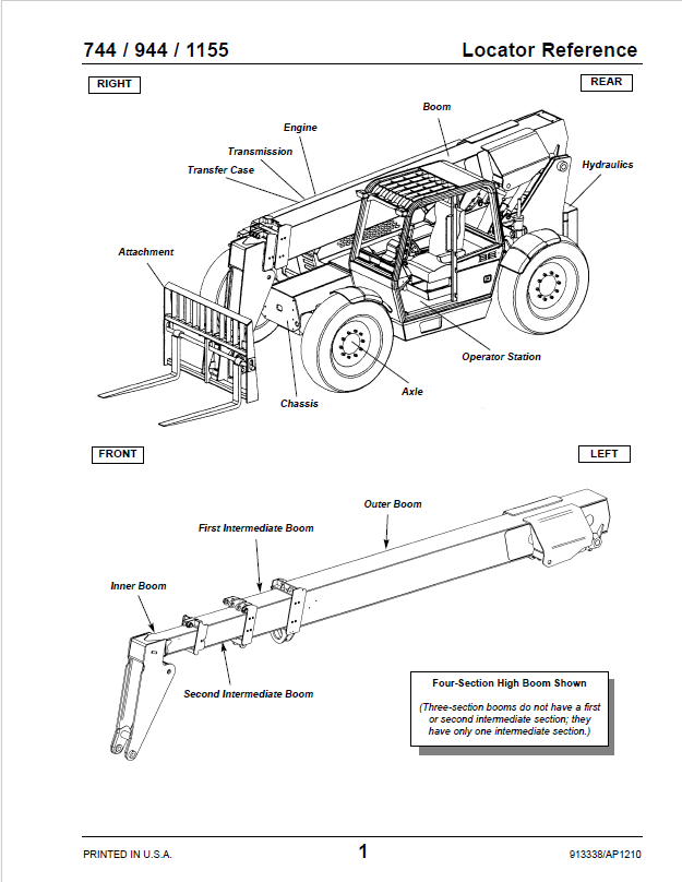 MUSTANG 744-1155 Telehandler Engine Parts Catalog 913338 Workshop Manual PDF