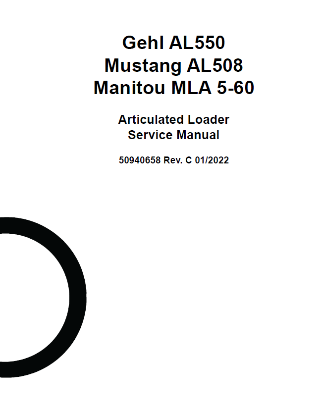 MUSTANG AL550 AL508 MLA 5-60 Articulated Loader Service Manual PDF 50940658