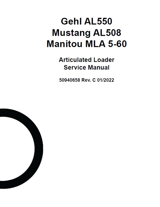 MUSTANG AL550 AL508 MLA 5-60 Articulated Loader Service Manual PDF 50940658