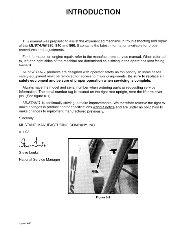 MUSTANG E-Series 930/940/960 Skid Steer Repair & Workshop Manual Download