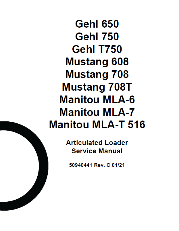 MUSTANG GEHL & MANITOU Articulated Loader Service Manual 50940441 PDF