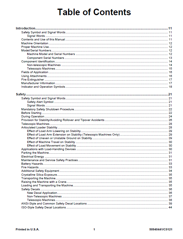 MUSTANG GEHL MLA-6 MLA-7 MLA-T 516 Service Manual Download PDF