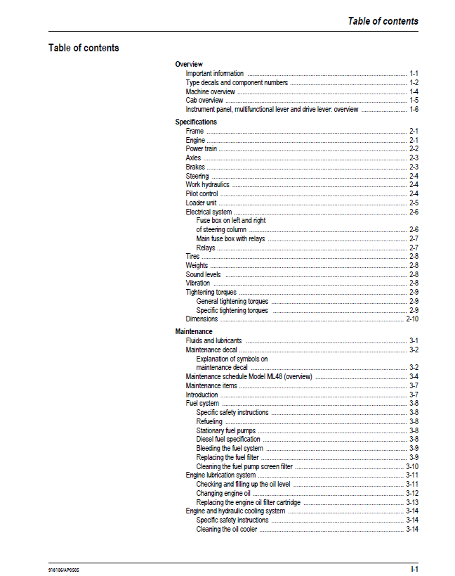 MUSTANG ML48 Loader Workshop Service Manual 918136 PDF