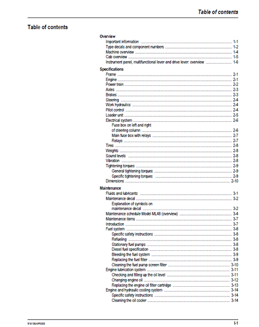 MUSTANG ML48 Loader Workshop Service Manual 918136 PDF