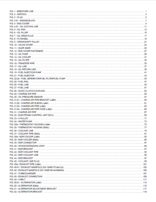 MUSTANG MLA 7 MLA-T 516 Engine Loader Parts Catalog Manual 50940442