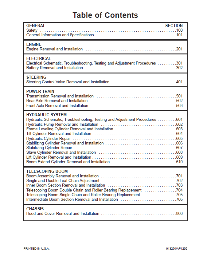 MUSTANG Telehandler 642 844 Repair and Service Manual PDF