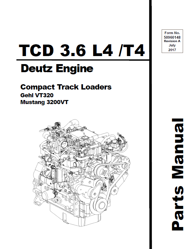 MUSTANG VT320 & 3200VT Deutz TCD 3.6 L4 Parts Catalog Manual PDF – 50960148