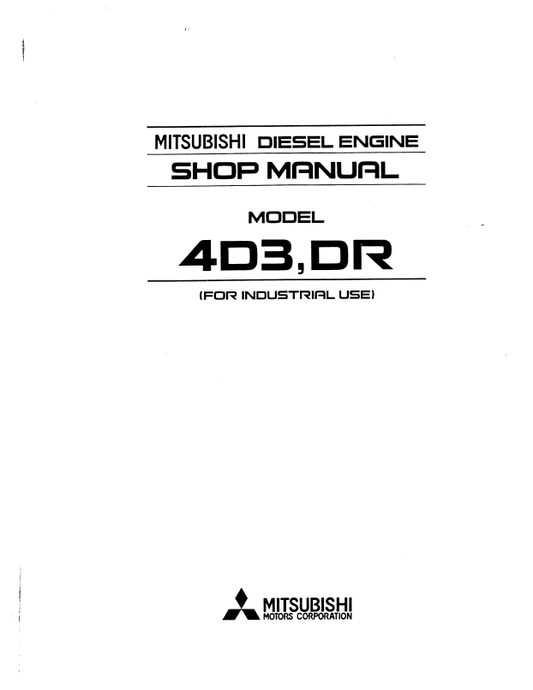 Mitsubishi 4D3 DR Diesel Engine Workshop & Service Manual PDF