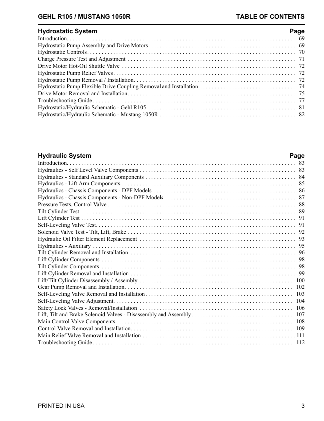 Mustang 1050R Skid Steer Loader Service Manual PDF Download