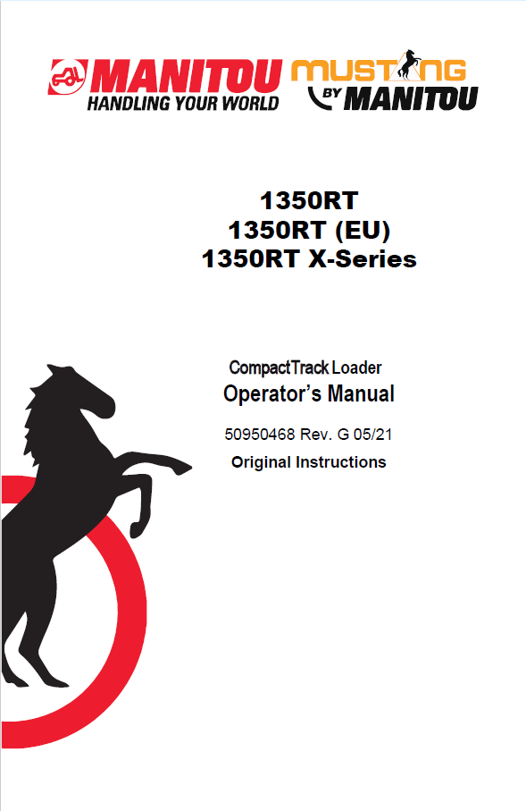Mustang 1350RT & 1350RT (EU) X-Series Operator Manual (50950468)