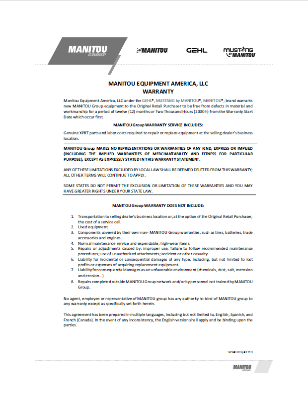 Mustang 1350R 1500R NXT2 Loader Operation Manual PDF Download