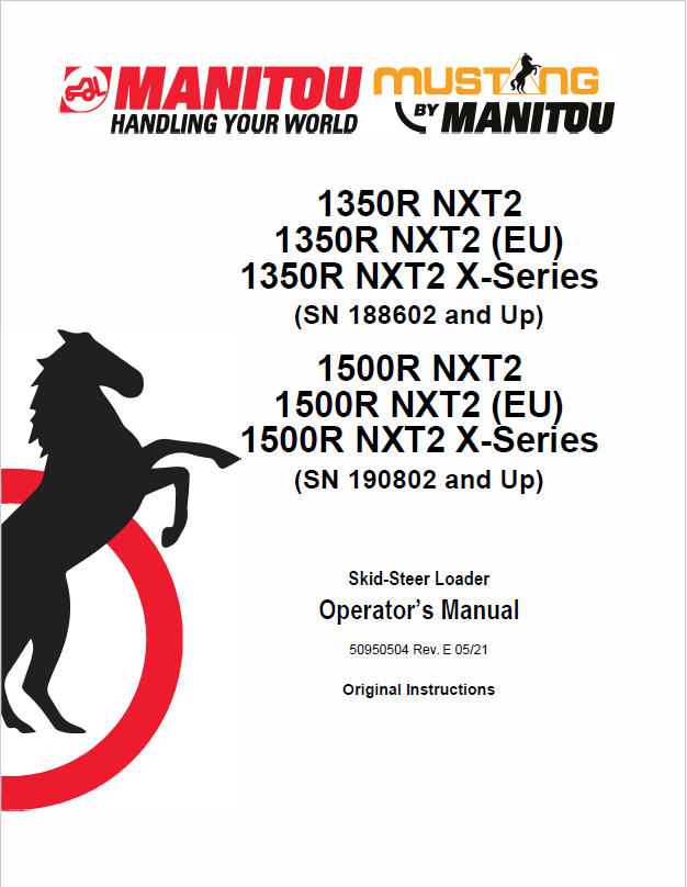 Mustang 1350R NXT2 & 1500R NXT2 Skid Steer Manual PDF
