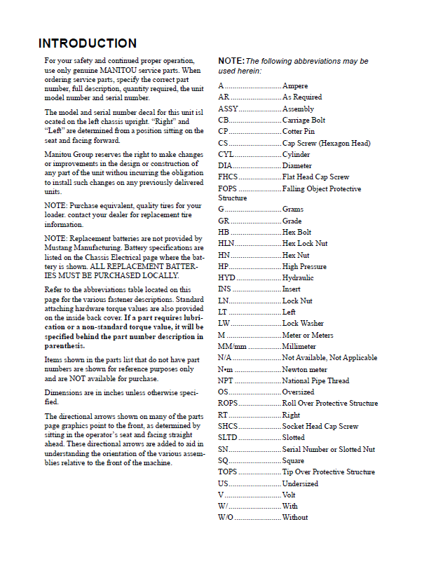 Mustang 1350R Skid Steer Loader Parts Manual 50940343 Download PDF