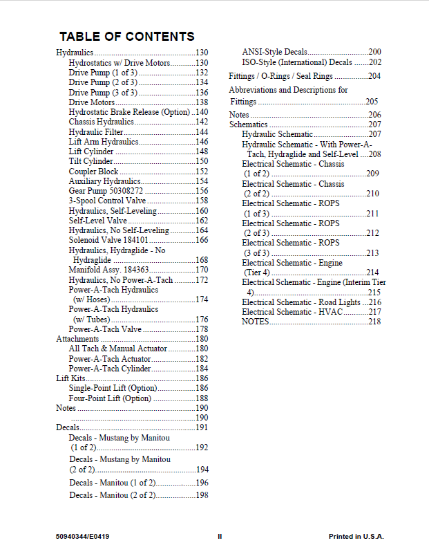 Mustang 1350R X-Series Parts Catalog Manual PDF | OEM 50940344