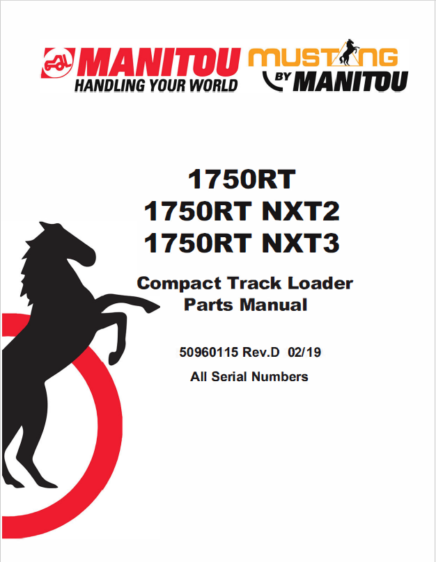 Mustang 1750RT Compact Track Loader Parts Catalog Manual 50960115 PDF