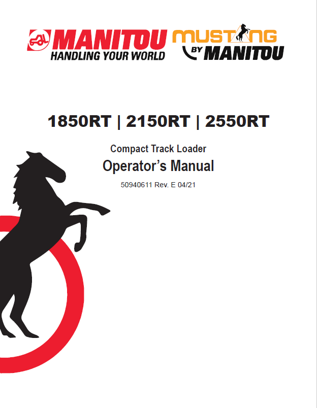 Mustang 1850RT 2150RT 2550RT Compact Track Loader Operator Manual PDF