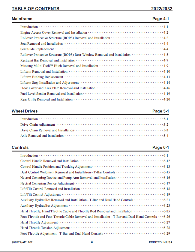 Mustang 2022-2032 Loader Service Repair Manual 908272 – PDF Manual