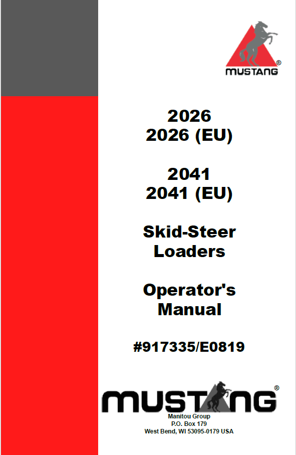 Mustang 2026 & 2041 Skid-Steer Loader Operator Manual (917335 PDF)