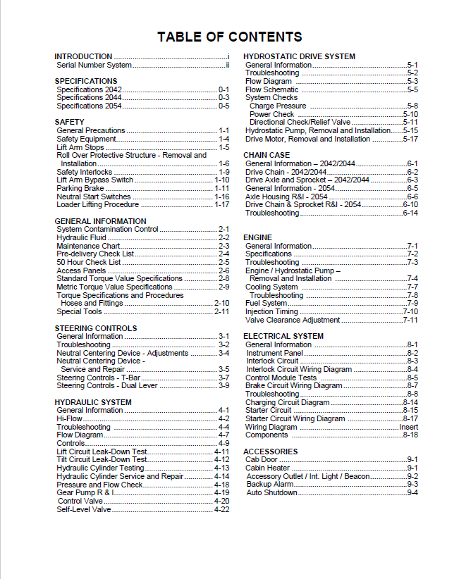Mustang 2042-2054 Skid Steer Loader Repair & Maintenance Manual PDF