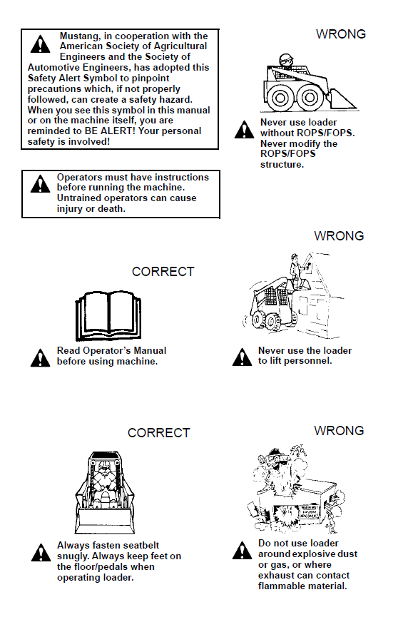 Mustang 2044, 2054 Skid-Steer Operator Manual | Part 917099 PDF