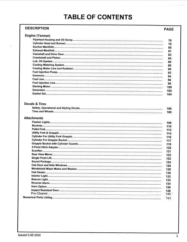 Mustang 2050 Skid Steer Loader Spare Parts Book Manual PDF Download