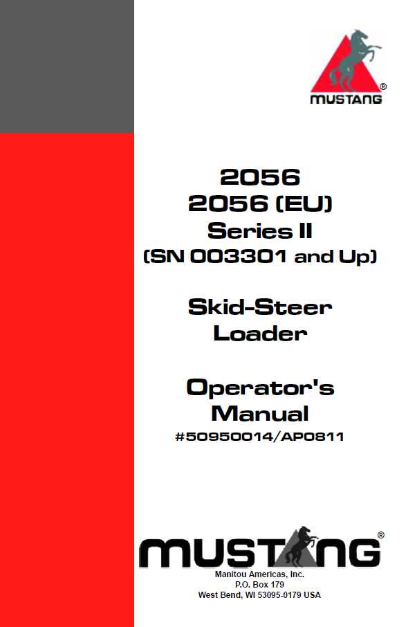 Mustang 2056 & 2056 EU Series II Skid-Steer Loader Operator Manual (PDF)