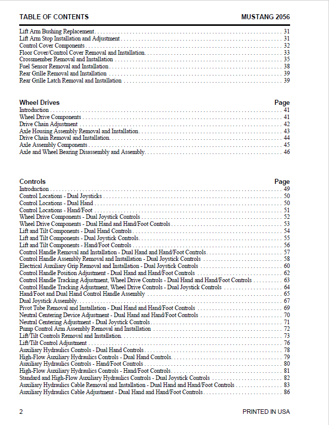 Mustang 2056 Skid-Steer Loader 917438 Service Repair Manual PDF
