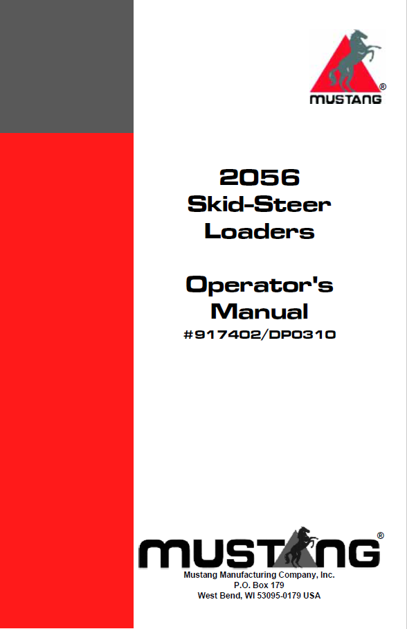 Mustang 2056 Skid-Steer Loader Operator Manual (917402) - PDF Download