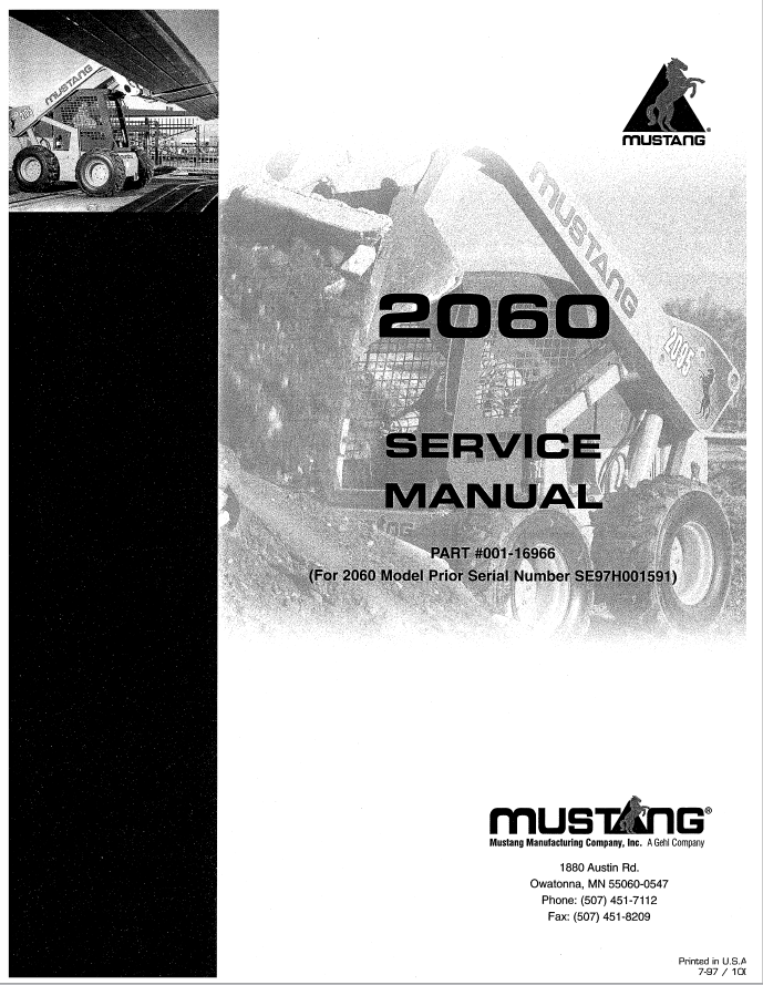 Mustang 2060 Service Manual 001-16966 PDF – Complete Repair Guide