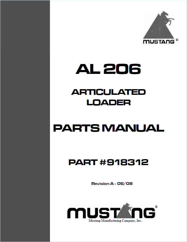 Mustang 206 Articulated Loader Parts Catalog Manual 918312 PDF Download