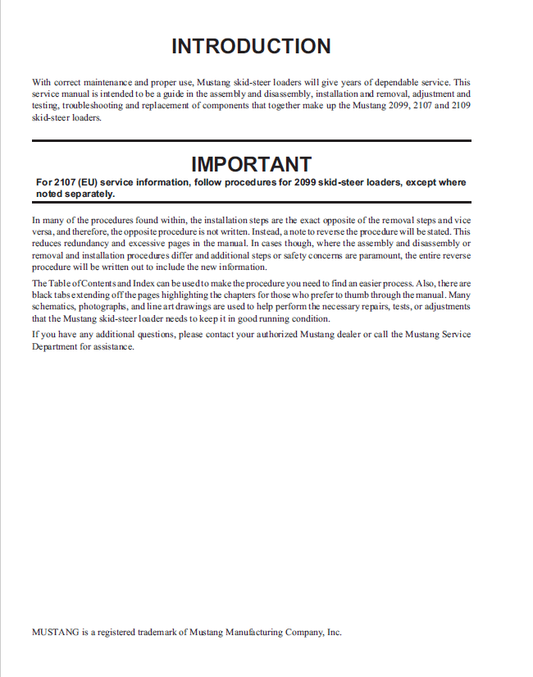Mustang 2099 2107 (EU) 2109 Repair & Workshop Service Manual PDF