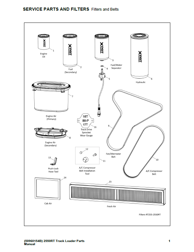 Mustang 2550RT Compact Track Loader OEM Parts Manual PDF
