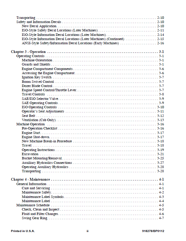 Mustang 2803ZT Excavator Operator & Maintenance Manual 918278 PDF