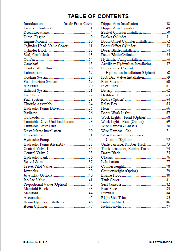 Mustang 2803ZT Excavator Parts Catalog 918277 – Complete PDF Manual