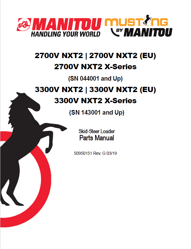 Mustang 3300V NXT2 Skid Steer Loader Parts Catalog Manual (50950151 PDF)