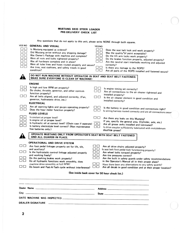 Mustang 332 Skid Loader Operator Manual PDF 000-12836