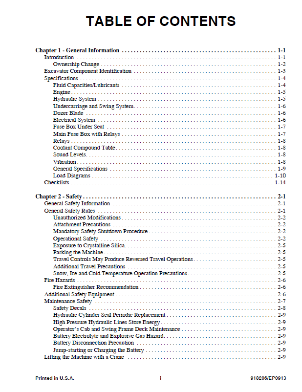 Mustang 3803ZT Compact Excavator 918206 Operation & Maintenance Manual