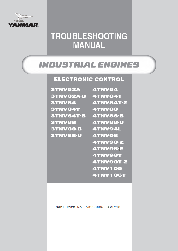 Mustang 3TNV82A–4TNV106T Industrial Engine Troubleshooting Manual PDF 50950006