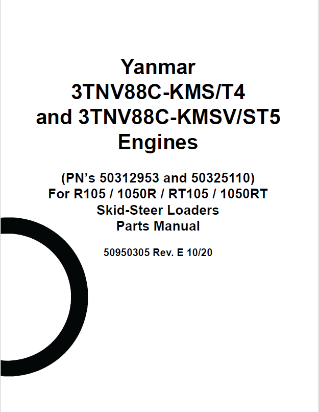 Mustang 3TNV88C-KMS/T4 & ST5 Skid Steer Loader Parts Manual (50950305)
