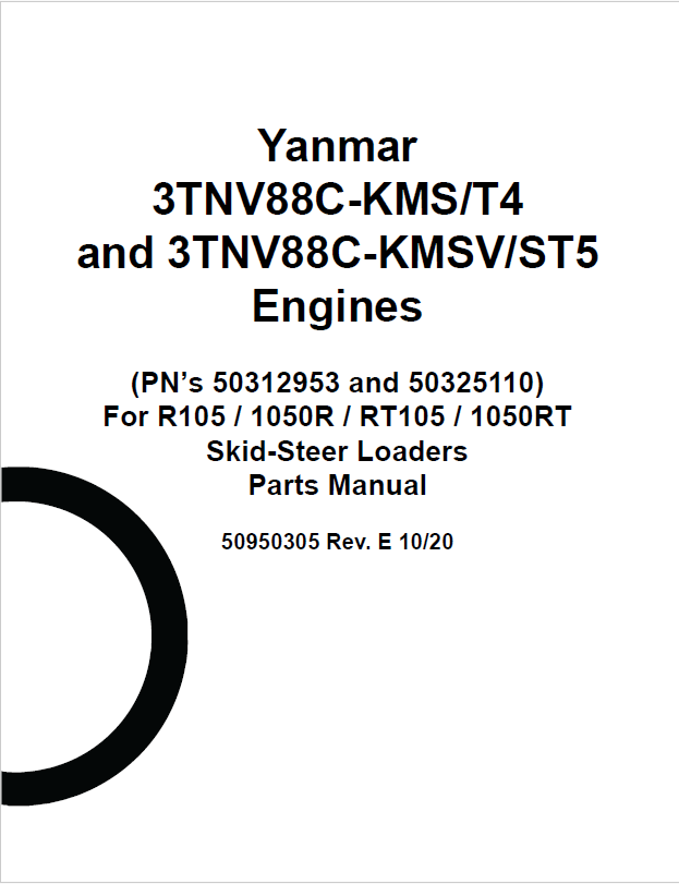 Mustang 3TNV88C Skid Steer Parts Catalog Manual 50950305 PDF