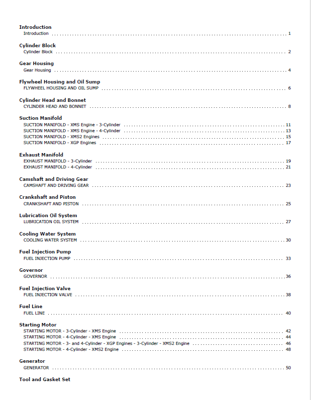 Mustang 3TNV88XMS & 4TNV88XMS Engine Parts Manual Download