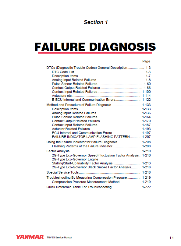 Mustang 3TNV & 4TNV Series Diesel Engine Repair Manual 50950006 PDF
