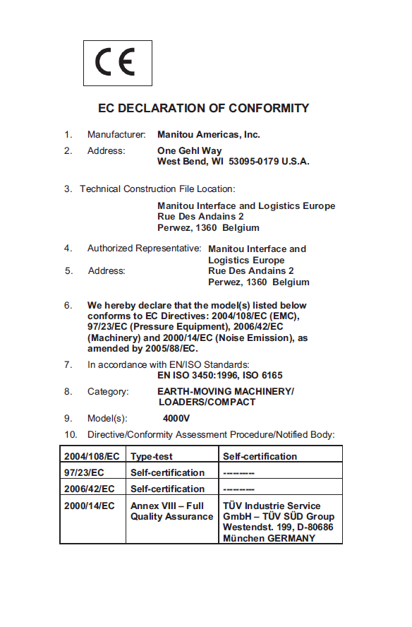 Mustang 4000V Skid-Steer Loader Operator & Maintenance Manual