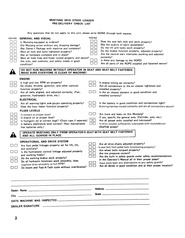 Mustang 442 Skid Steer Loader Manual - Part 000-17843 PDF