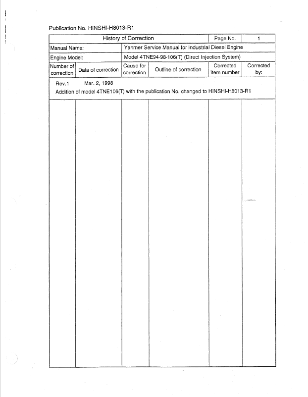Mustang 4TNE94/98/106 Diesel Engine Repair & Service Manual Download PDF