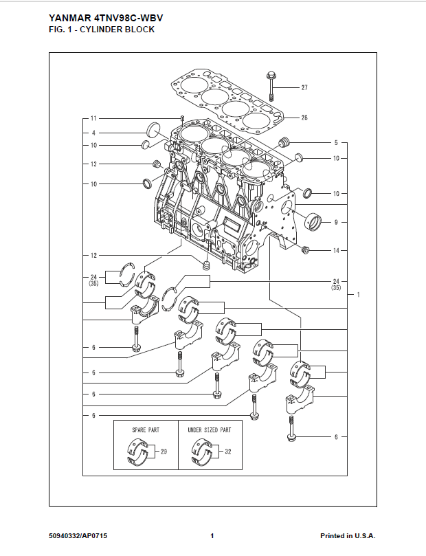 Mustang 4TNV98C-WBV Engine Gehl Excavator Parts Catalog PDF Manual Download