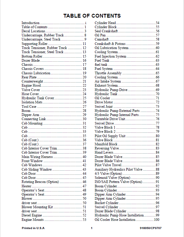 Mustang 5002 Compact Excavator Parts Book & Catalog Manual PDF