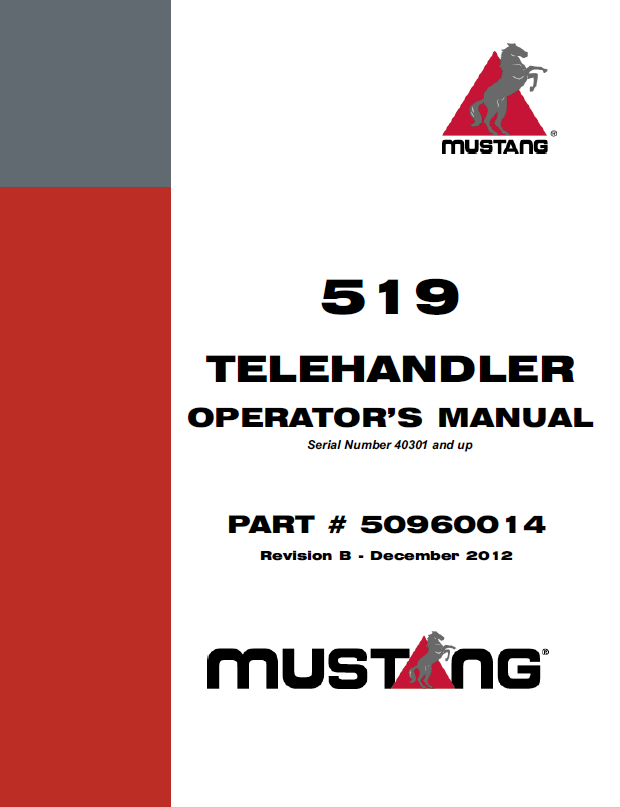 Mustang 519 Telehandler Operator Manual (50960014) - PDF Download
