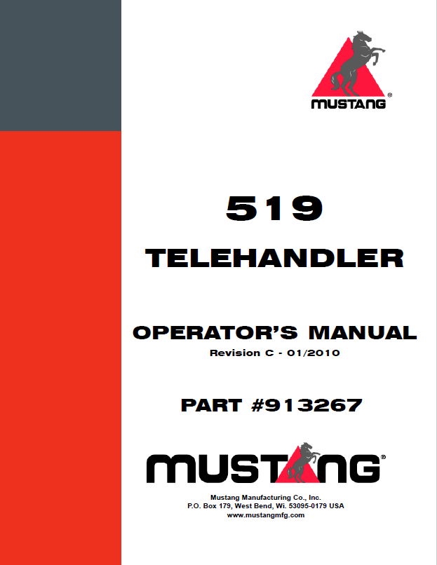 Mustang 519 Telehandler Operator Manual 913267 | PDF Download