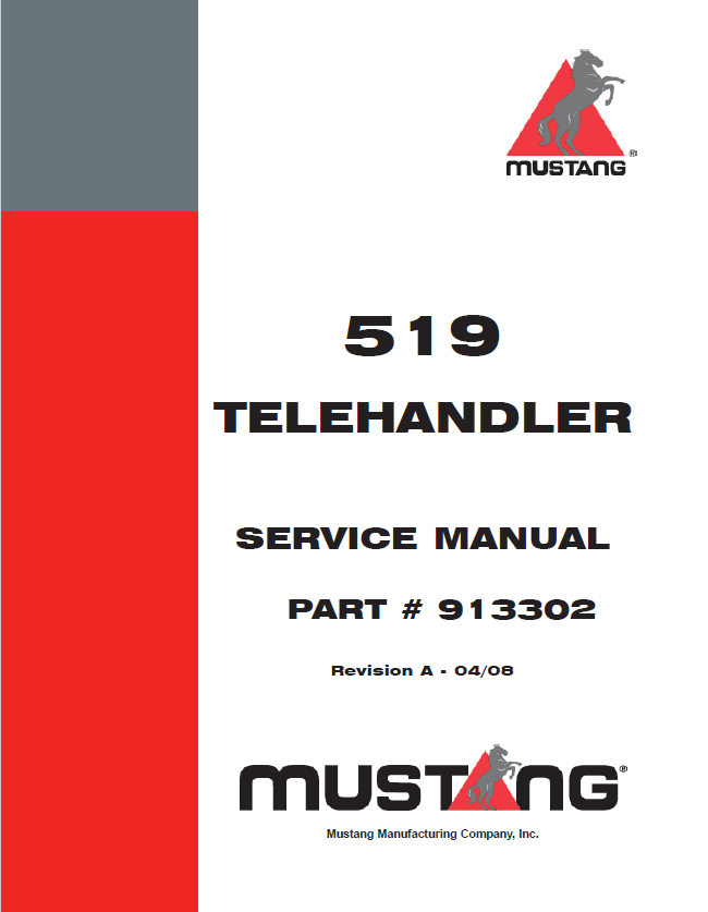 Mustang 519 Telehandler Service Manual 913302 PDF